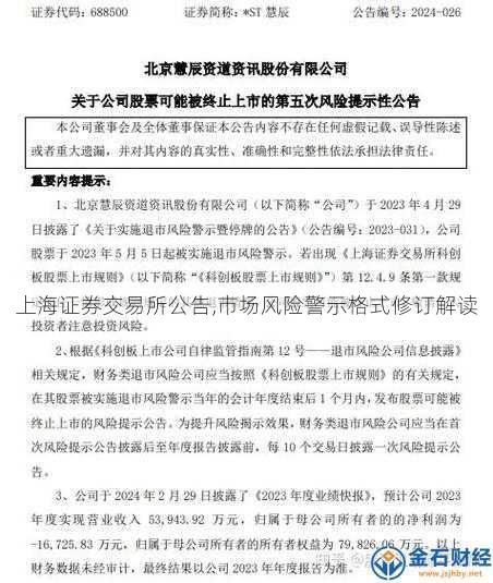 上海证券交易所公告,市场风险警示格式修订解读